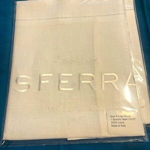 Two 12x16 Sferra logo linen shams. New in package. don’t do it justice!